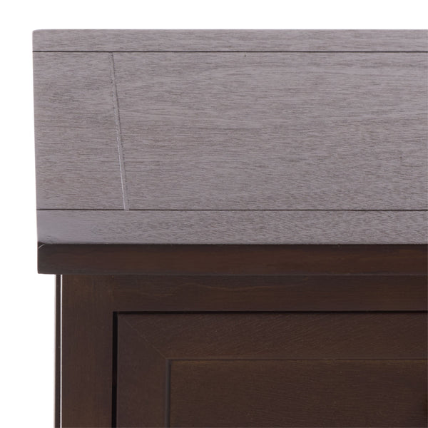 Carrie Compact Side Table With Two Woven Baskets & Drawer, Rich Stain Finish For Timeless Storage