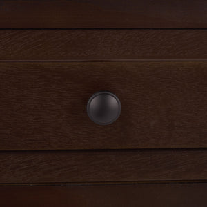 Carrie Compact Side Table With Two Woven Baskets & Drawer, Rich Stain Finish For Timeless Storage
