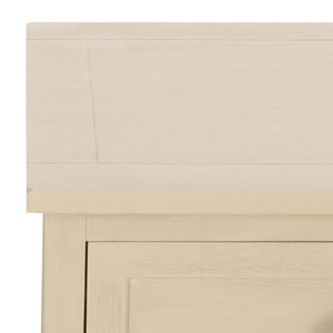 Carrie Compact Side Table With Two Woven Baskets & Drawer, Rich Stain Finish For Timeless Storage