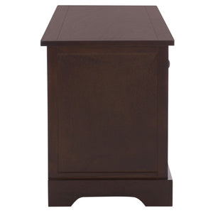 Safavieh Damien Pine Wood Storage Bench with Wicker Baskets and Drawers for Bedroom Entry Dark Chocolate AMH5701F