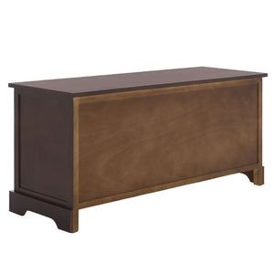 Safavieh Damien Pine Wood Storage Bench with Wicker Baskets and Drawers for Bedroom Entry Dark Chocolate AMH5701F