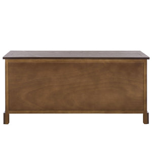 Safavieh Damien Pine Wood Storage Bench with Wicker Baskets and Drawers for Bedroom Entry Dark Chocolate AMH5701F