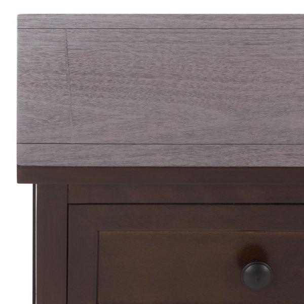 Safavieh Damien Pine Wood Storage Bench with Wicker Baskets and Drawers for Bedroom Entry Dark Chocolate AMH5701F