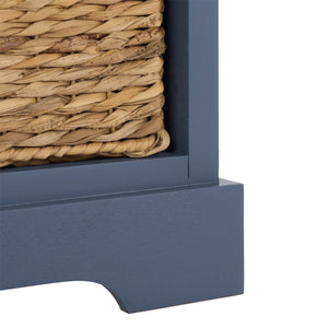 Damien Coastal 3-Drawer Storage Bench With Wicker Baskets — Slim Entryway Organizer For Small Spaces