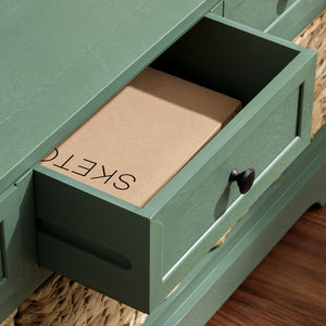 Damien Coastal 3-Drawer Storage Bench With Wicker Baskets — Slim Entryway Organizer For Small Spaces