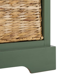 Damien Coastal 3-Drawer Storage Bench With Wicker Baskets — Slim Entryway Organizer For Small Spaces