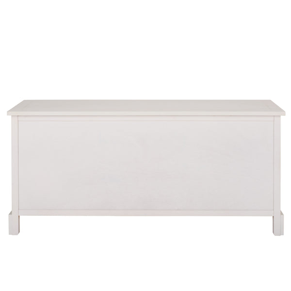 Damien Coastal 3-Drawer Storage Bench With Wicker Baskets — Slim Entryway Organizer For Small Spaces