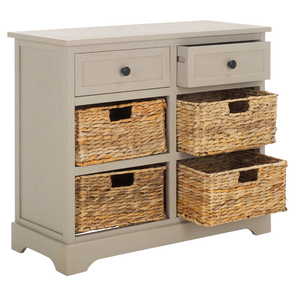 Safavieh Herman Storage Unit With Removable Woven Baskets For Charming And Versatile Home Organization Solutions Vintage Grey AMH5702A