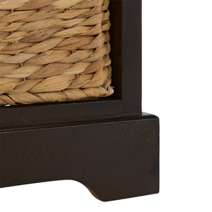Herman Rustic Pine Storage Unit With 4 Removable Woven Baskets, Compact Organizer For Home