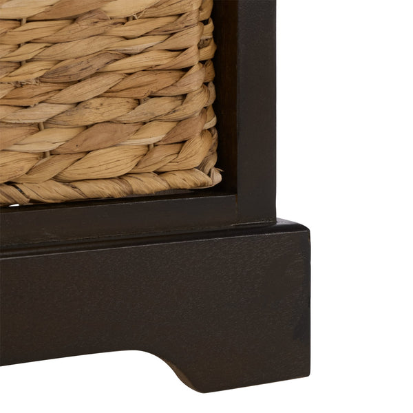 Herman Rustic Pine Storage Unit With 4 Removable Woven Baskets, Compact Organizer For Home