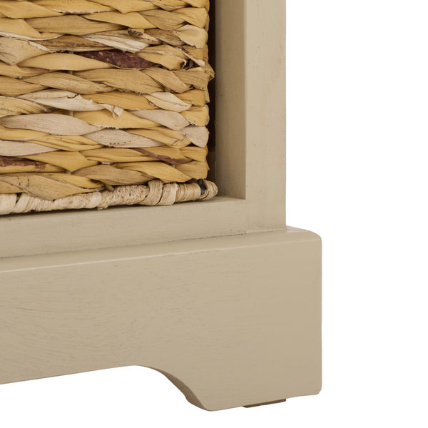 Herman Rustic Pine Storage Unit With 4 Removable Woven Baskets, Compact Organizer For Home