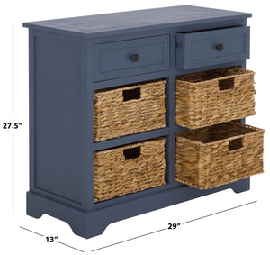 Herman Rustic Pine Storage Unit With 4 Removable Woven Baskets, Compact Organizer For Home