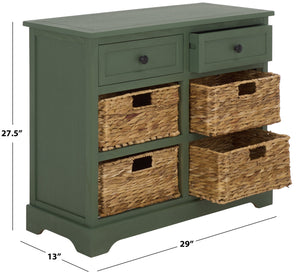 Herman Rustic Pine Storage Unit With 4 Removable Woven Baskets, Compact Organizer For Home