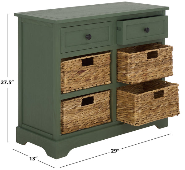 Herman Rustic Pine Storage Unit With 4 Removable Woven Baskets, Compact Organizer For Home