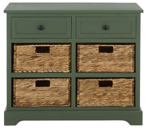 Herman Rustic Pine Storage Unit With 4 Removable Woven Baskets, Compact Organizer For Home