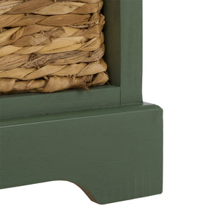 Herman Rustic Pine Storage Unit With 4 Removable Woven Baskets, Compact Organizer For Home