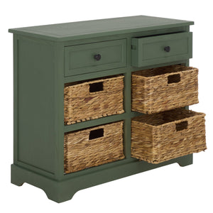 Herman Rustic Pine Storage Unit With 4 Removable Woven Baskets, Compact Organizer For Home