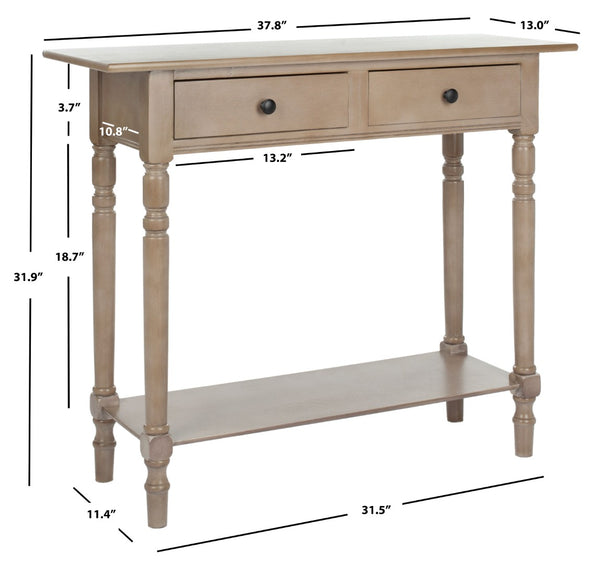 Safavieh Rosemary 2 Drawer Console - Classic-Contemporary Design With Elegant Spindle Details For Stylish Storage Vintage Grey AMH5705A