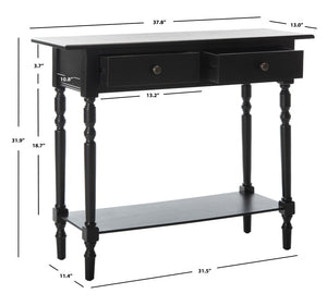 Safavieh Rosemary 2 Drawer Console - Classic-Contemporary Design With Elegant Spindle Details For Stylish Storage Distressed  Black AMH5705B