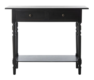 Safavieh Rosemary 2 Drawer Console - Classic-Contemporary Design With Elegant Spindle Details For Stylish Storage Distressed  Black AMH5705B