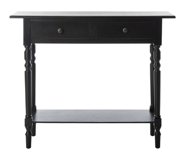 Safavieh Rosemary 2 Drawer Console - Classic-Contemporary Design With Elegant Spindle Details For Stylish Storage Distressed  Black AMH5705B