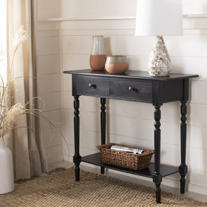 Safavieh Rosemary 2 Drawer Console - Classic-Contemporary Design With Elegant Spindle Details For Stylish Storage Distressed  Black AMH5705B