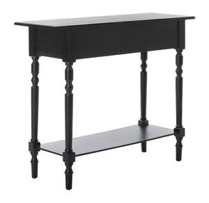 Safavieh Rosemary 2 Drawer Console - Classic-Contemporary Design With Elegant Spindle Details For Stylish Storage Distressed  Black AMH5705B