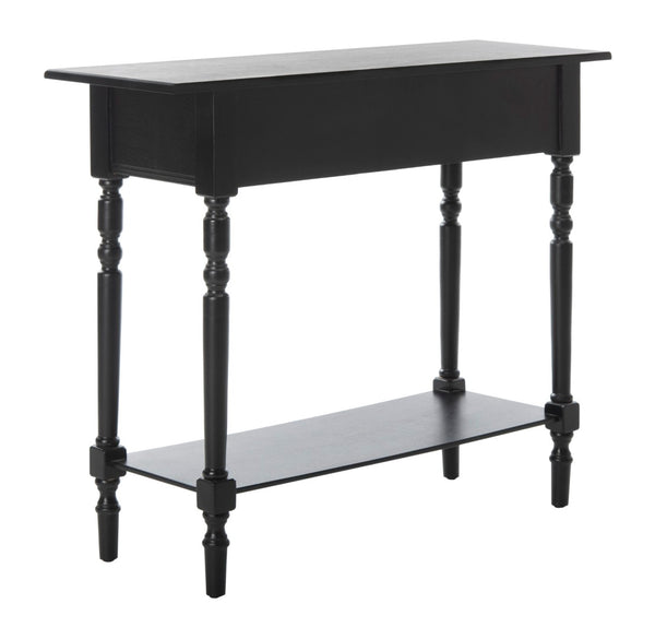 Safavieh Rosemary 2 Drawer Console - Classic-Contemporary Design With Elegant Spindle Details For Stylish Storage Distressed  Black AMH5705B