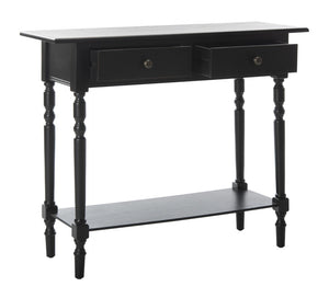 Safavieh Rosemary 2 Drawer Console - Classic-Contemporary Design With Elegant Spindle Details For Stylish Storage Distressed  Black AMH5705B