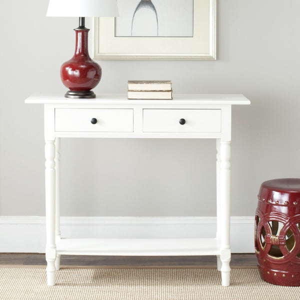Safavieh Rosemary 2 Drawer Console - Classic-Contemporary Design With Elegant Spindle Details For Stylish Storage Distressed  Cream AMH5705C