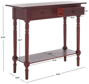 Safavieh Rosemary 2 Drawer Console - Classic-Contemporary Design With Elegant Spindle Details For Stylish Storage Dark Cherry AMH5705D