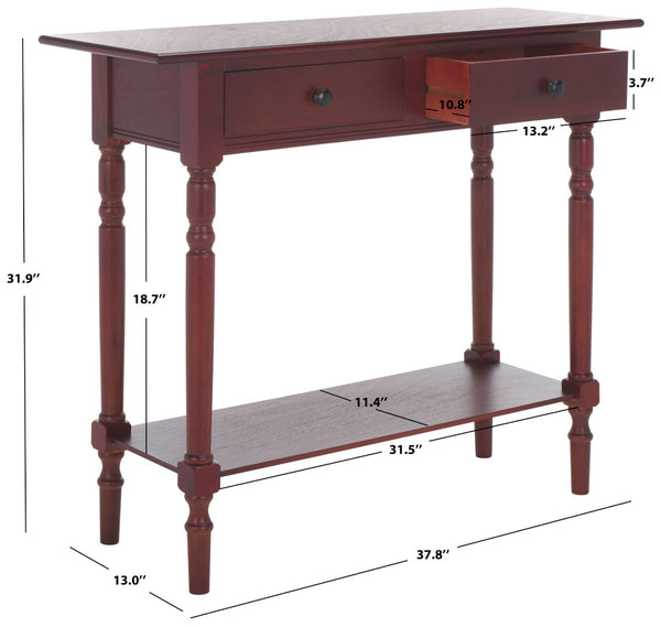 Safavieh Rosemary 2 Drawer Console - Classic-Contemporary Design With Elegant Spindle Details For Stylish Storage Dark Cherry AMH5705D