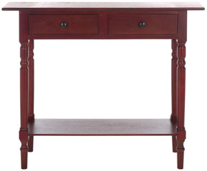 Safavieh Rosemary 2 Drawer Console - Classic-Contemporary Design With Elegant Spindle Details For Stylish Storage Dark Cherry AMH5705D