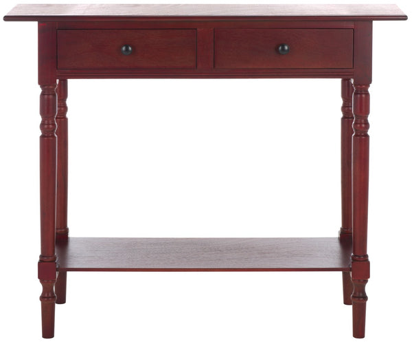 Safavieh Rosemary 2 Drawer Console - Classic-Contemporary Design With Elegant Spindle Details For Stylish Storage Dark Cherry AMH5705D