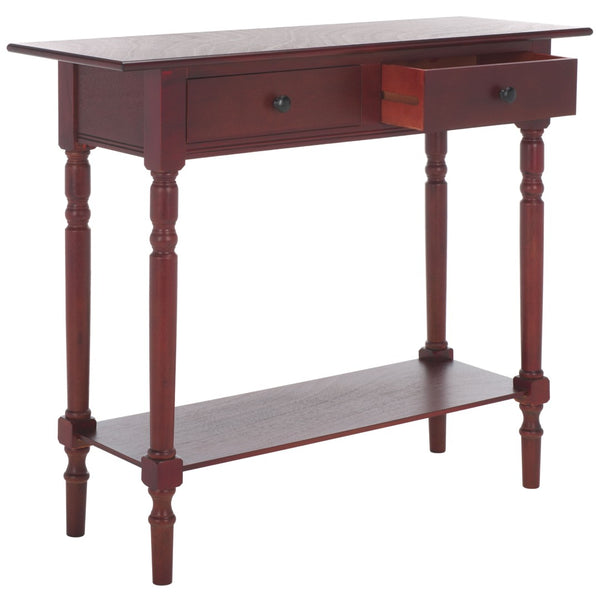 Safavieh Rosemary 2 Drawer Console - Classic-Contemporary Design With Elegant Spindle Details For Stylish Storage Dark Cherry AMH5705D