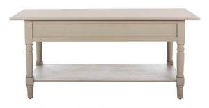 Safavieh Boris Stylish Two-Drawer Coffee Table – Timeless Farmhouse Charm For Rustic Modern Living Rooms Vintage Grey AMH5706A