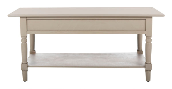 Safavieh Boris Stylish Two-Drawer Coffee Table – Timeless Farmhouse Charm For Rustic Modern Living Rooms Vintage Grey AMH5706A