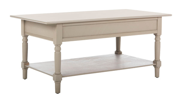 Safavieh Boris Stylish Two-Drawer Coffee Table – Timeless Farmhouse Charm For Rustic Modern Living Rooms Vintage Grey AMH5706A