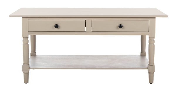 Safavieh Boris Stylish Two-Drawer Coffee Table – Timeless Farmhouse Charm For Rustic Modern Living Rooms Vintage Grey AMH5706A