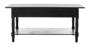 Safavieh Boris Stylish Two-Drawer Coffee Table – Timeless Farmhouse Charm For Rustic Modern Living Rooms Distressed  Black AMH5706B