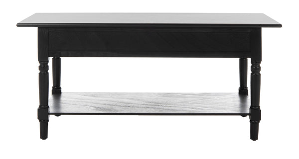 Safavieh Boris Stylish Two-Drawer Coffee Table – Timeless Farmhouse Charm For Rustic Modern Living Rooms Distressed  Black AMH5706B