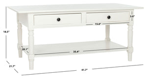 Safavieh Boris Stylish Two-Drawer Coffee Table – Timeless Farmhouse Charm For Rustic Modern Living Rooms Distressed  Cream AMH5706C