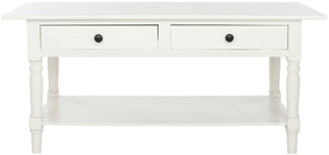 Safavieh Boris Stylish Two-Drawer Coffee Table – Timeless Farmhouse Charm For Rustic Modern Living Rooms Distressed  Cream AMH5706C