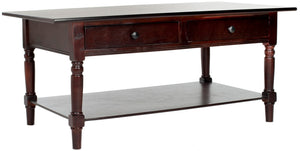 Safavieh Boris Stylish Two-Drawer Coffee Table – Timeless Farmhouse Charm For Rustic Modern Living Rooms Dark Cherry AMH5706D