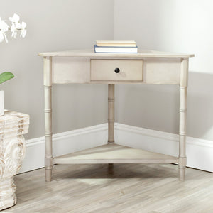 Safavieh Gomez Corner Table With Storage Drawer - Sleek, Space-Saving Design For Modern Living Spaces Vintage Grey AMH5709A