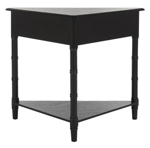 Safavieh Gomez Corner Table With Storage Drawer - Sleek, Space-Saving Design For Modern Living Spaces Distressed  Black AMH5709B