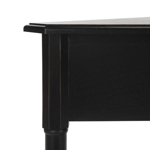Safavieh Gomez Corner Table With Storage Drawer - Sleek, Space-Saving Design For Modern Living Spaces Distressed  Black AMH5709B