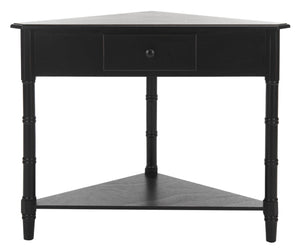 Safavieh Gomez Corner Table With Storage Drawer - Sleek, Space-Saving Design For Modern Living Spaces Distressed  Black AMH5709B