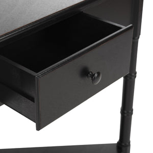 Safavieh Gomez Corner Table With Storage Drawer - Sleek, Space-Saving Design For Modern Living Spaces Distressed  Black AMH5709B