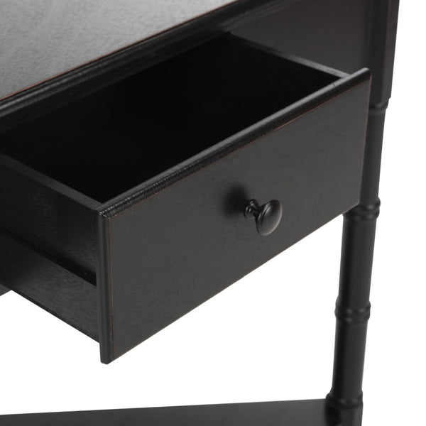 Safavieh Gomez Corner Table With Storage Drawer - Sleek, Space-Saving Design For Modern Living Spaces Distressed  Black AMH5709B